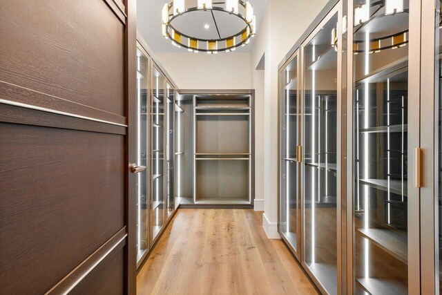 walk in closet with light wood-type flooring