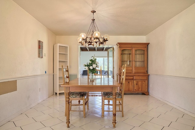 dining area with a chandelier