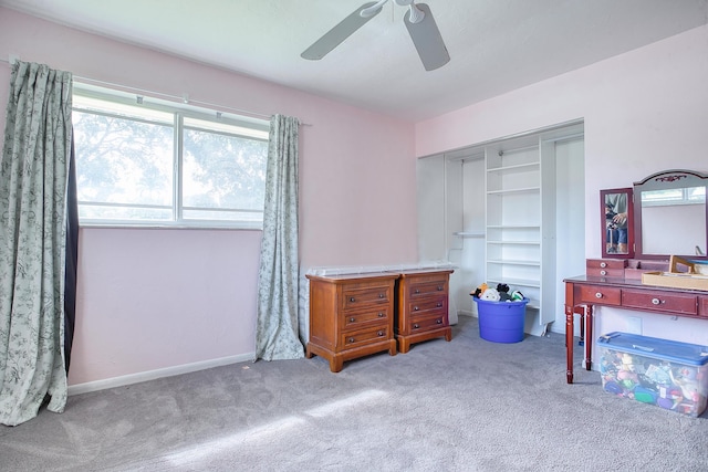 interior space featuring a closet and ceiling fan