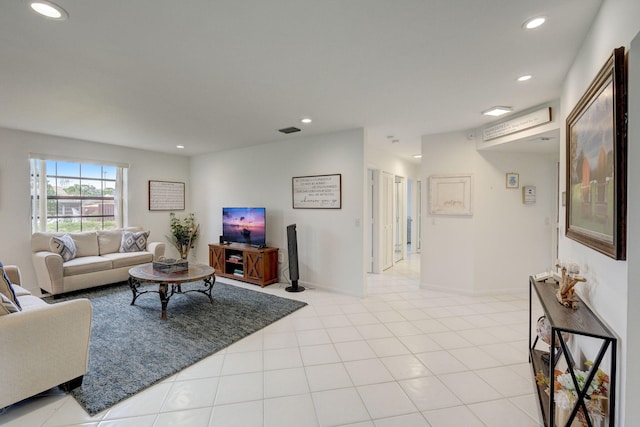 view of tiled living room