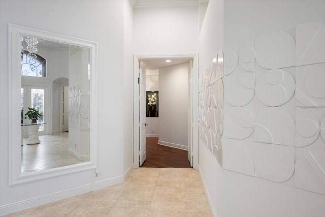 hallway featuring light wood-type flooring