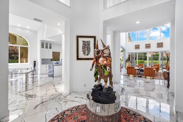 entrance foyer featuring a towering ceiling