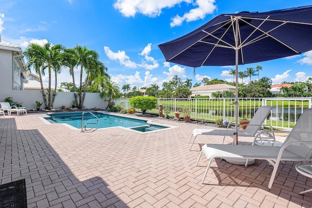 view of pool featuring a patio area