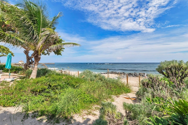 property view of water with a beach view