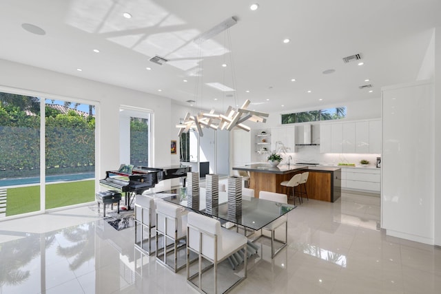 view of tiled dining room