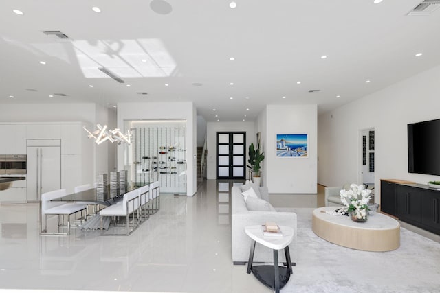 view of tiled living room