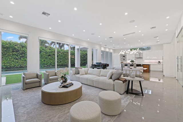 view of tiled living room