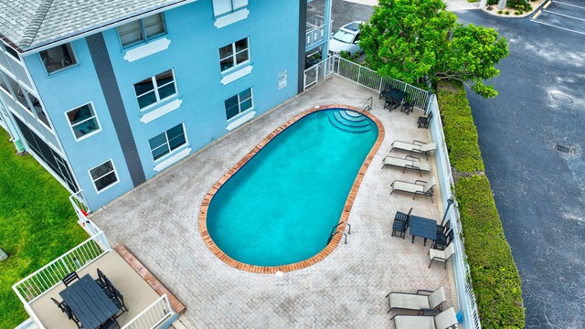 view of pool featuring a patio