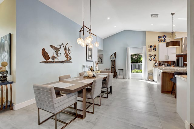 2951 San Remo Way, Delray Beach, FL 33445 - dining room featuring high vaulted ceiling, a chandelier, and recessed lighting