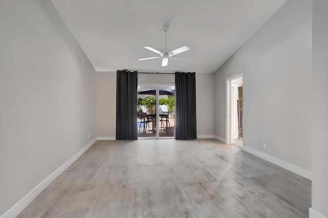 2951 San Remo Way, Delray Beach, FL 33445 - empty room with lofted ceiling, a ceiling fan, and baseboards