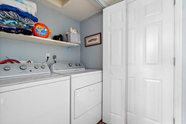 washroom with separate washer and dryer