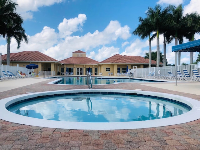 view of pool featuring a patio area