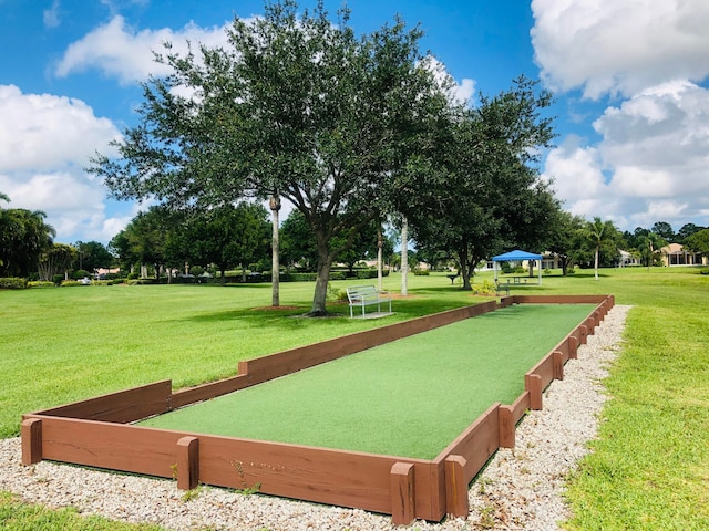 view of property's community featuring a yard