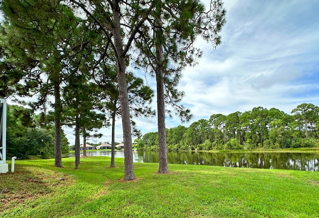 view of yard featuring a water view