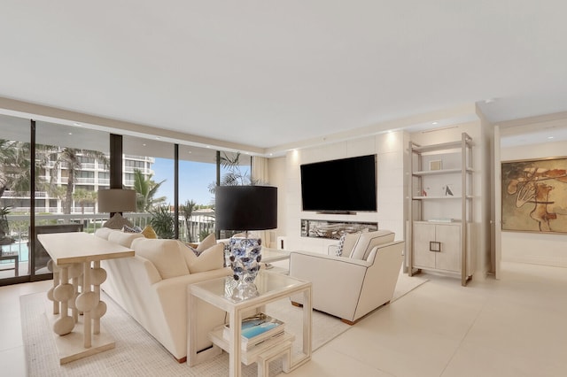 living room featuring expansive windows