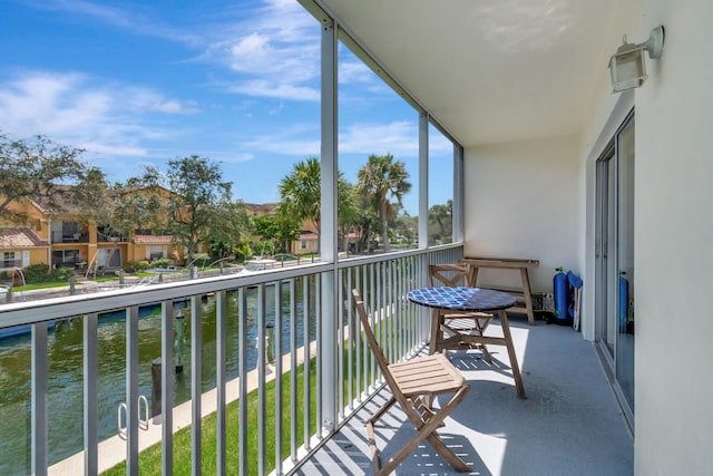 balcony with a water view