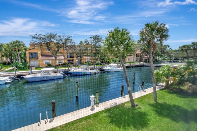 dock area with a water view