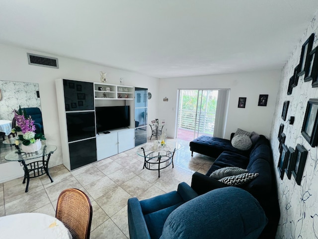 view of tiled living room