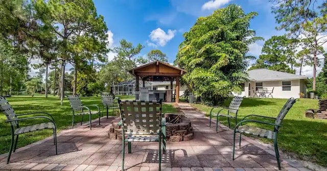 view of patio featuring a gazebo