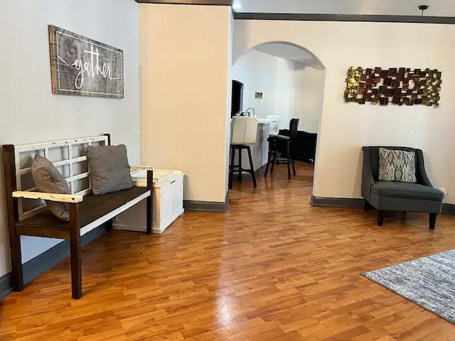 sitting room with light wood-type flooring