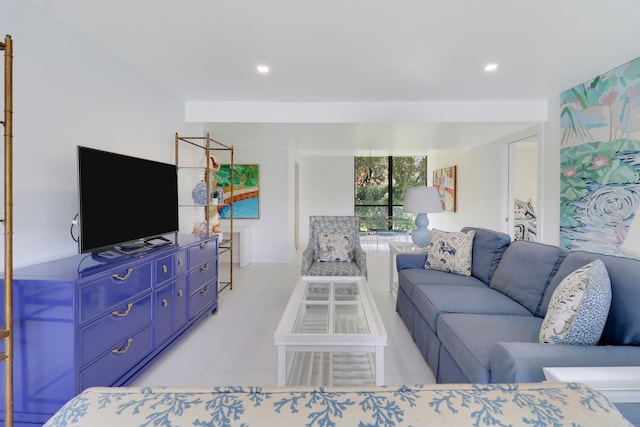 view of tiled living room