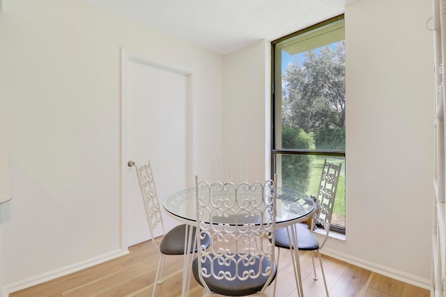 dining area with light hardwood / wood-style flooring