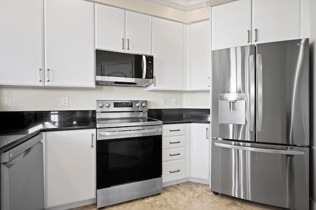 kitchen with white cabinets and stainless steel appliances