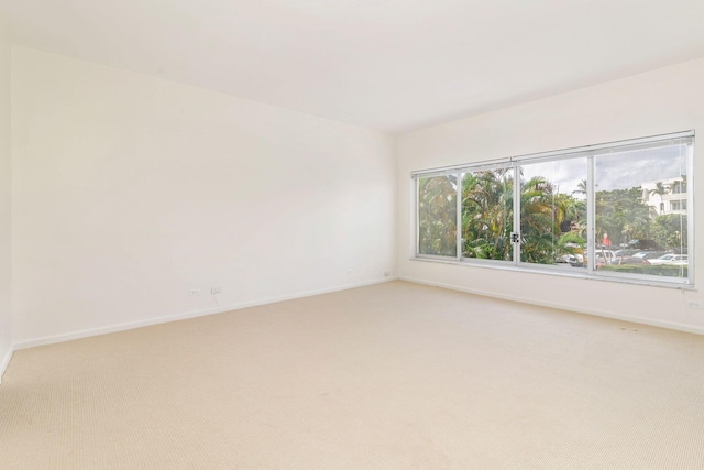 unfurnished room featuring light carpet