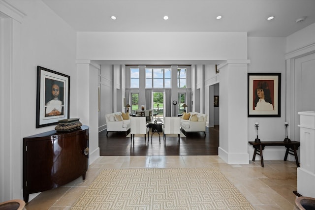 interior space with light hardwood / wood-style flooring