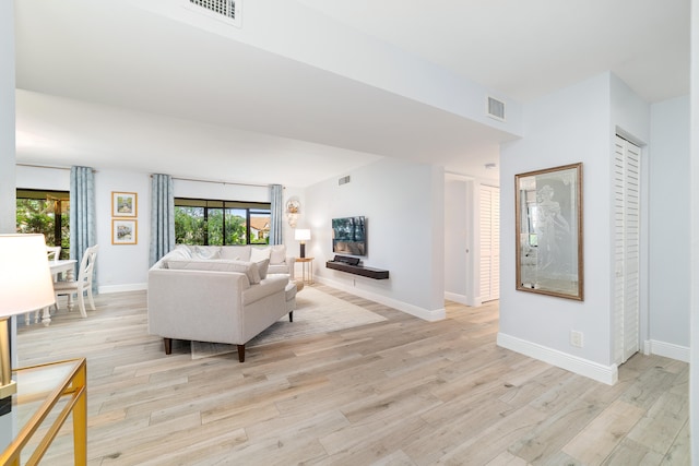 living room featuring light hardwood / wood-style floors