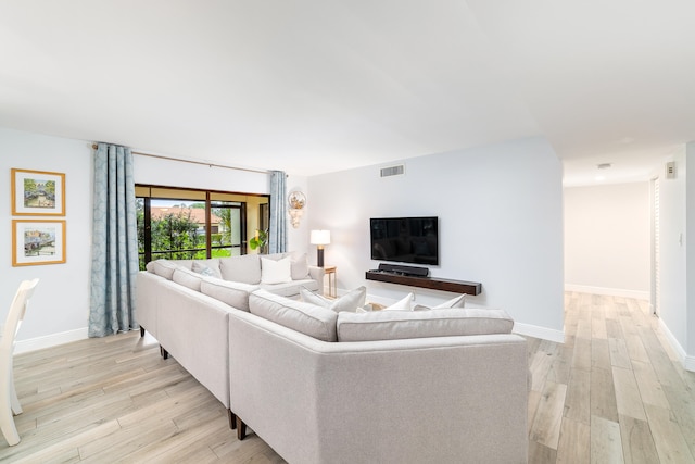 living room featuring light hardwood / wood-style flooring