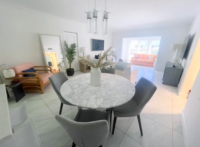 dining room with light tile patterned floors