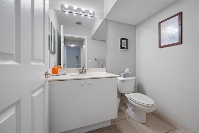 bathroom with tile patterned floors, vanity, and toilet