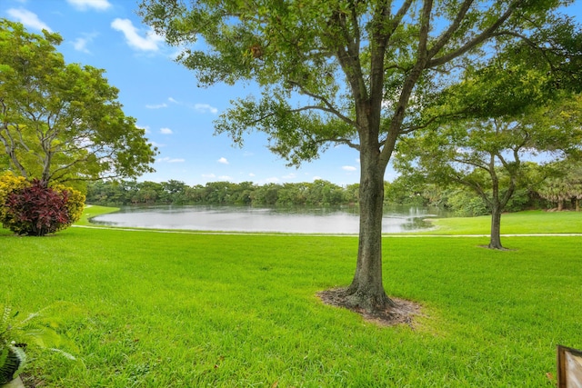 view of yard featuring a water view