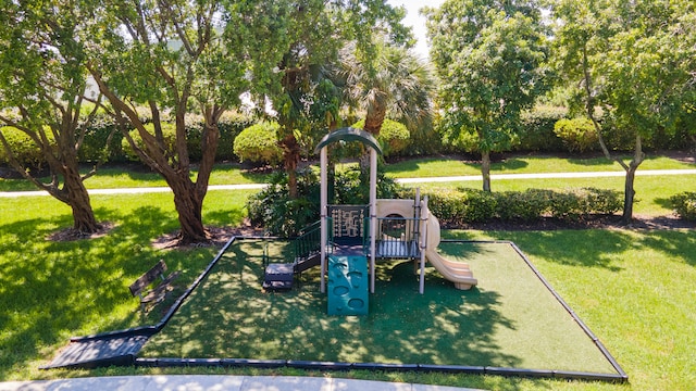 view of playground featuring a yard