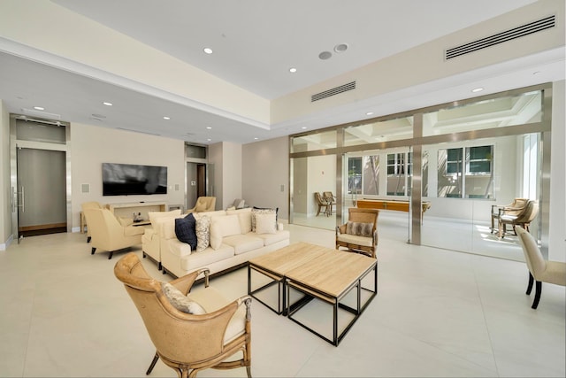 view of tiled living room