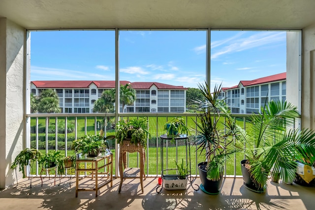 view of unfurnished sunroom