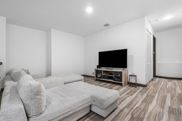 living room featuring light hardwood / wood-style floors