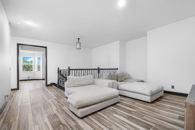 living room featuring light wood-type flooring