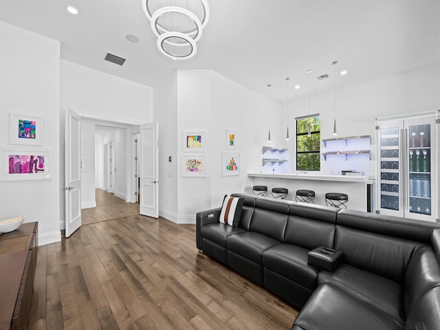 living room with hardwood / wood-style flooring