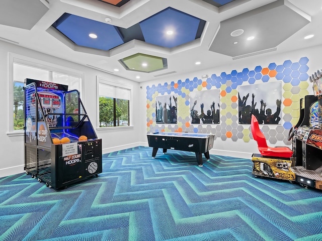 rec room featuring carpet floors