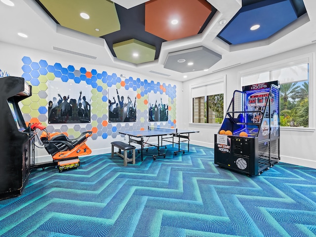 game room featuring carpet