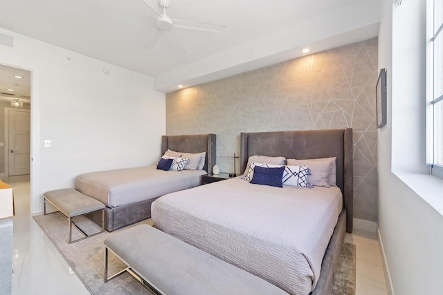 bedroom featuring ceiling fan