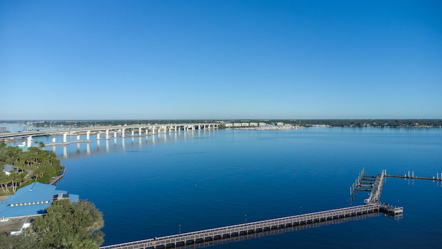 property view of water with a boat dock