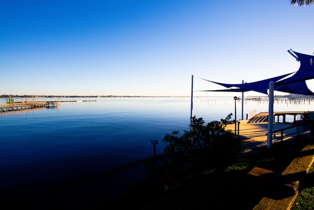 dock area featuring a water view