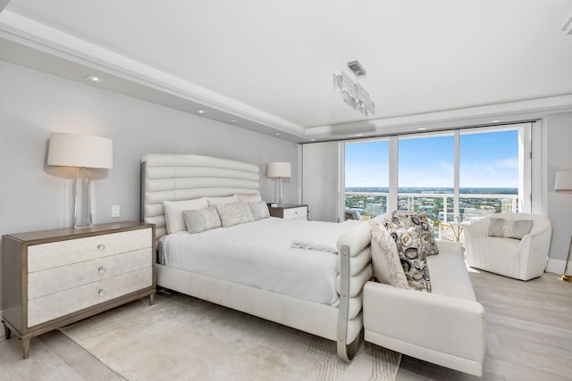 bedroom with light hardwood / wood-style flooring