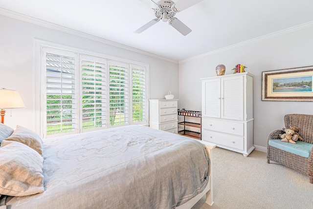 18587 SE Ferland Ct, Jupiter, FL 33469 - bedroom featuring baseboards, ceiling fan, crown molding, and carpet