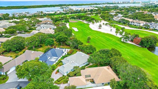 18587 SE Ferland Ct, Jupiter, FL 33469 - aerial view featuring a water view, view of golf course, and a residential view
