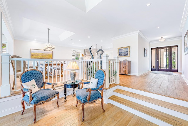 18587 SE Ferland Ct, Jupiter, FL 33469 - sitting room featuring ornamental molding, hardwood / wood-style flooring, and recessed lighting