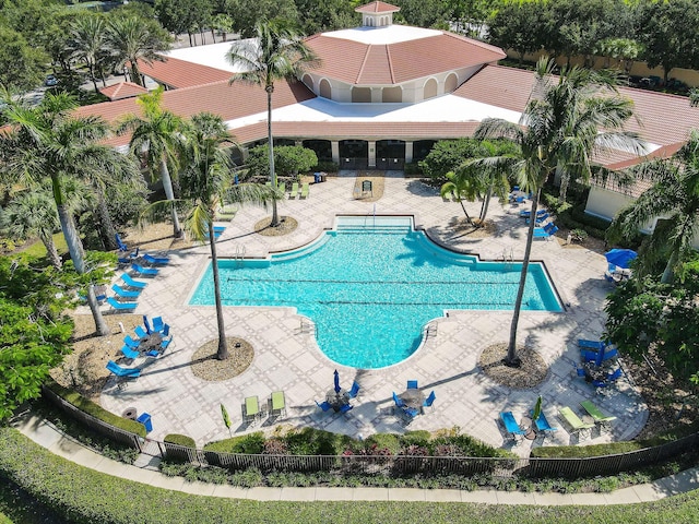pool with a patio area